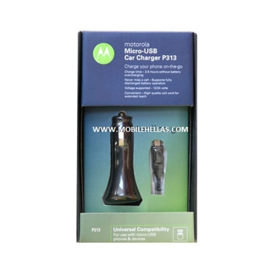 Φορτιστής αυτοκινήτου Motorola P313 Micro USB black original blister