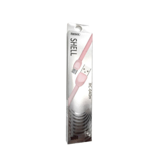 Data cable Remax Shell Series RC-040m Micro USB to USB 2.0 καλώδιο δεδομένων 1m Pink Data cable Remax Shell Series RC-040m Micro USB to USB 2.0 καλώδιο δεδομένων 1m Pink
