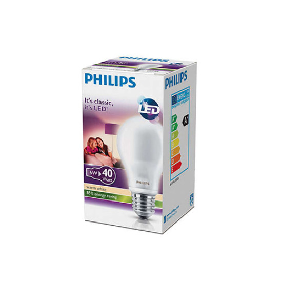 Λάμπα Phillips Led E27 230V 6W 470lm 2700K Warm White