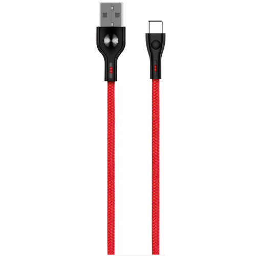 Data cable Powertech PTR-0009 Braided Type-C to USB 2.0 καλώδιο δεδομένων 1m Red Blister