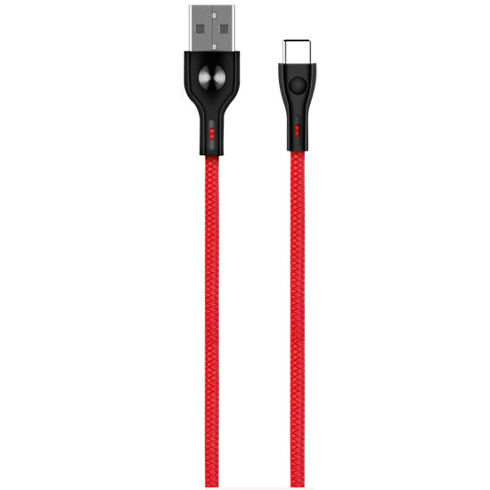 Data cable Powertech PTR-0009 Braided Type-C to USB 2.0 καλώδιο δεδομένων 1m Red Blister