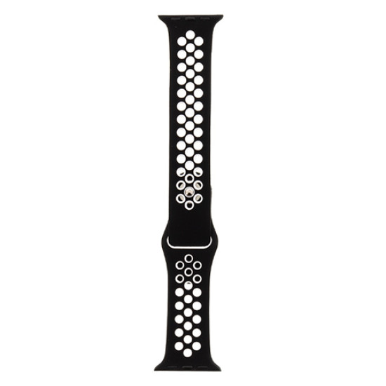 Tactical 164 Double Silicon Apple Watch iWatch 4 44MM Black/White Λουράκι Σιλικόνης