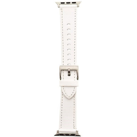 Tactical 041 Color Leather Band Apple Watch iWatch 4 44MM White Λουράκι