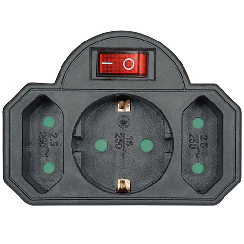 Aντάπτορας ρεύματος Powertech PT-827 3 Θέσεων Black