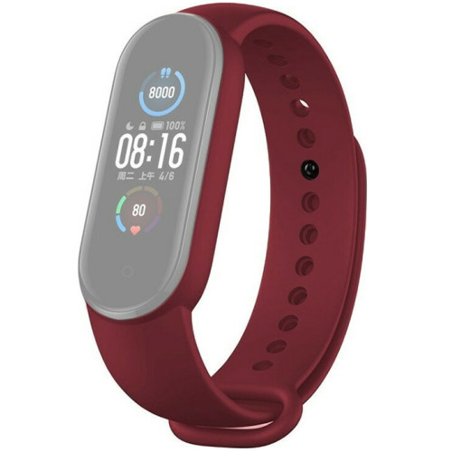 Xiaomi Mi Band 5 Strap Wine Red Λουράκι Σιλικόνης OEM