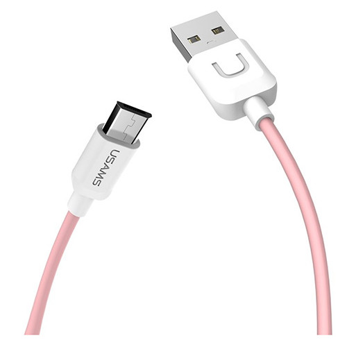 Data cable USAMS SJ098 U-Turn Micro USB to USB 2.0 καλώδιο δεδομένων 1m Pink