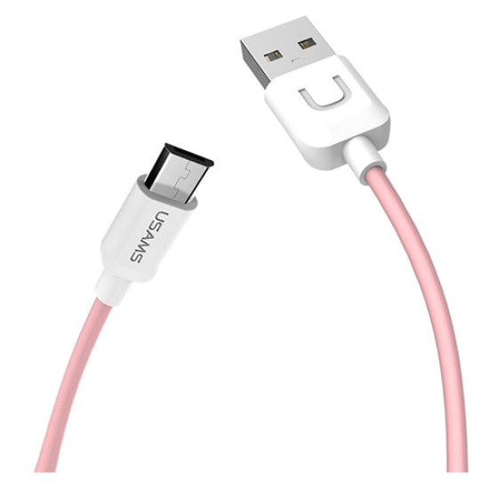 Data cable USAMS SJ098 U-Turn Micro USB to USB 2.0 καλώδιο δεδομένων 1m Pink