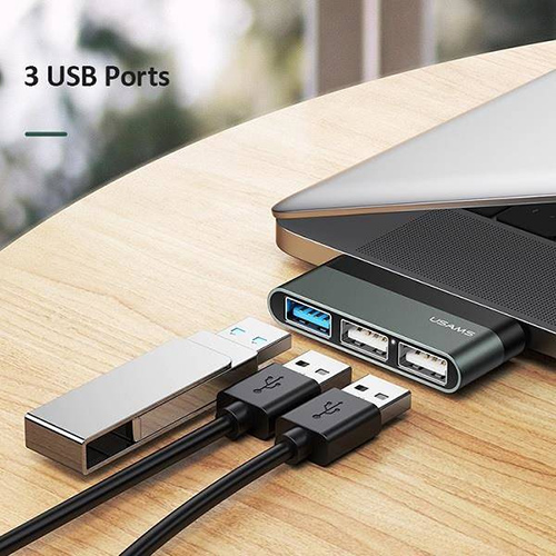 USB HUB Usams Sj461 Type-C 1xUSB 3.0, 2xUSB 2.0 Grey