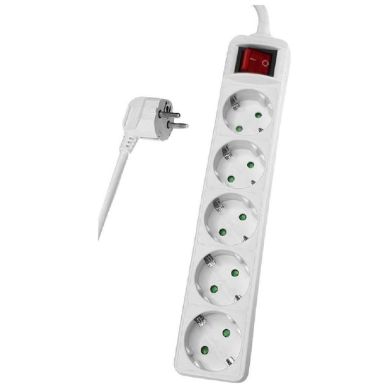Πολύμπριζο Powertech PT-874 5x schuko 16A με καλώδιο 1.5m White