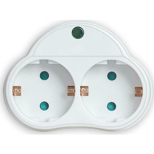 Αντάπτορας ρεύματος Powertech PT-818 2x schuko 250V 16A White