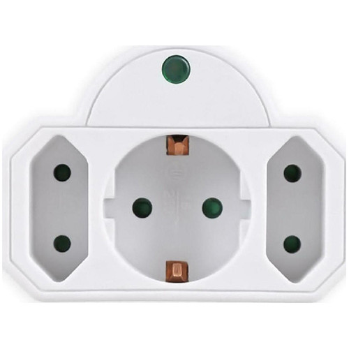 Αντάπτορας ρεύματος Powertech PT-816 1x schuko, 2x euro 250V 16A White