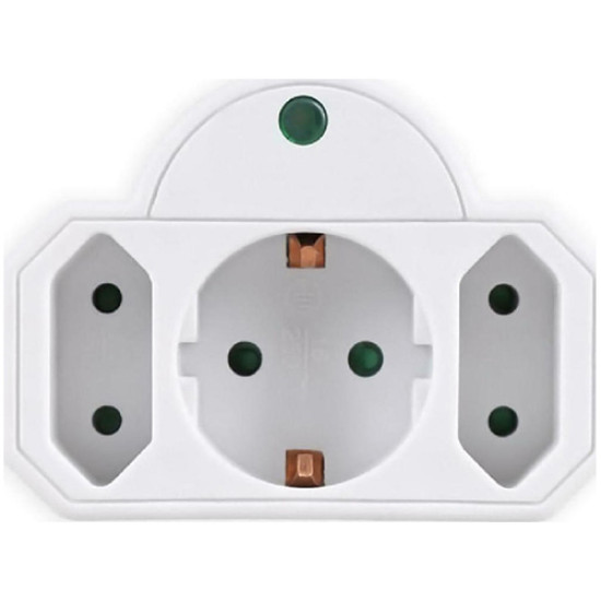 Αντάπτορας ρεύματος Powertech PT-816 1x schuko, 2x euro 250V 16A White
