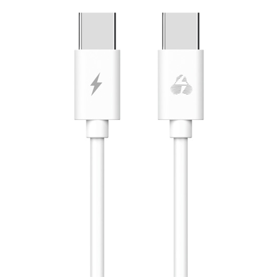Data cable Powertech PTR-0093 Regular Type-C - Type-C to USB 2.0 καλώδιο δεδομένων 1m White