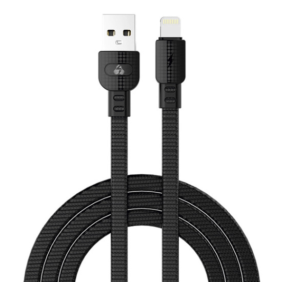 Data cable Powertech PTR-0099 Armor Lightning to USB 2.0 για iPhone 5/5s, 6/6S, 6/6S Plus, SE, 7/7 Plus, iPad Air/Mini 1m Black