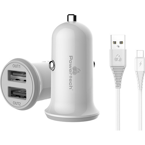 Φορτιστής Αυτοκινήτου Αντάπτορας Powertech PT-772 2 x USB 3.14mAh White Blister