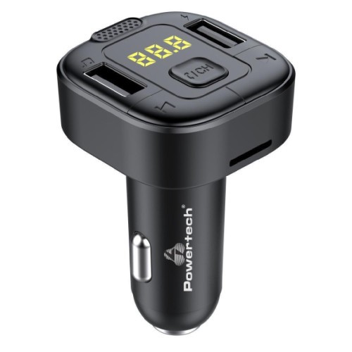 FM Transmitter Powertech PT-1028 2x USB, MicroSD , LCD, Bluetooth, Black