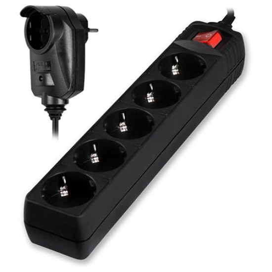 Πολύπριζο Powertech PT-994 5+1 Schuko 16A με Kαλώδιο 2m Black