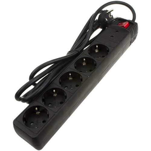 Πολύπριζο Ασφαλείας Powertech PT-881 5x Schuko 16A με Kαλώδιο 1,5m Black