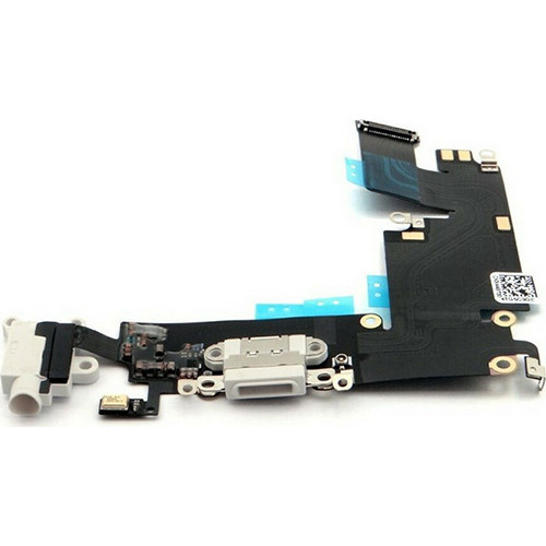Flex Cable για Apple iPhone 6 Plus (Θύρα Φόρτισης & Υποδοχή Ακουστικών) White Bulk OEM