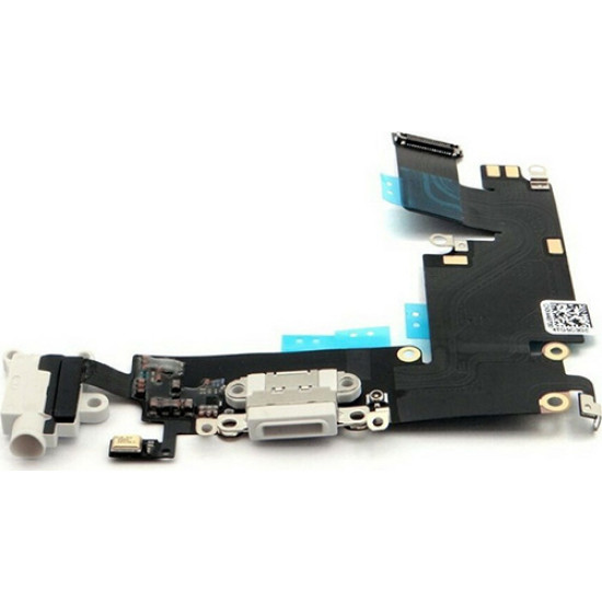 Flex Cable για Apple iPhone 6 Plus (Θύρα Φόρτισης & Υποδοχή Ακουστικών) White Bulk OEM