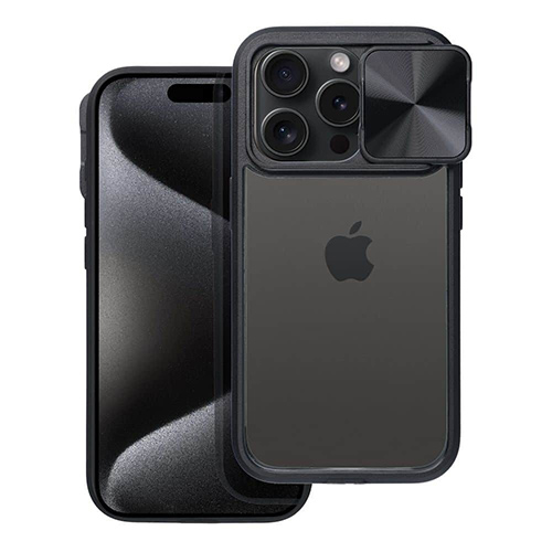 Θήκη OEM Slider για Apple iPhone 15 Back Cover Black/Transparent