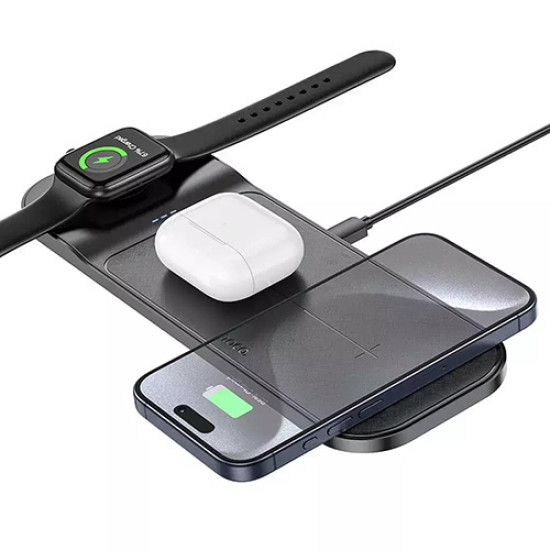 Βάση ασύρματης φόρτισης Hoco CQ5 για Apple 3 in 1 15W Black