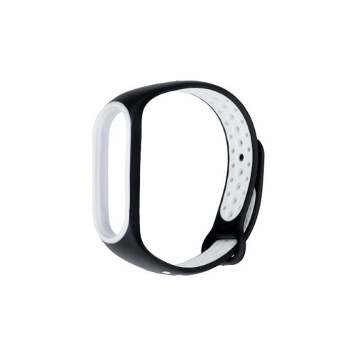 Xiaomi Mi Band 5 Sport Strap Μαύρο/Λευκό Λουράκι Σιλικόνης OEM