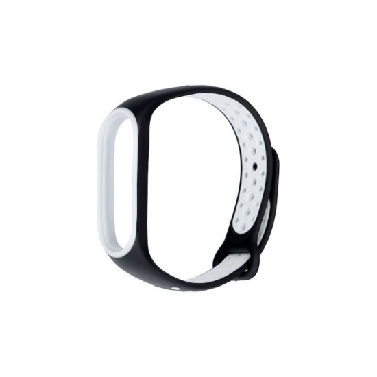 Xiaomi Mi Band 5 Sport Strap Μαύρο/Λευκό Λουράκι Σιλικόνης OEM