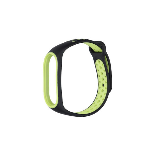 Xiaomi Mi Band 5 Sport Strap Black/Green Λουράκι Σιλικόνης OEM
