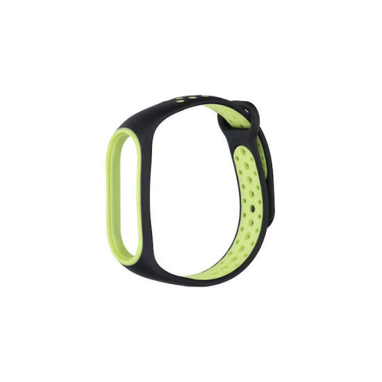 Xiaomi Mi Band 5 Sport Strap Black/Green Λουράκι Σιλικόνης OEM