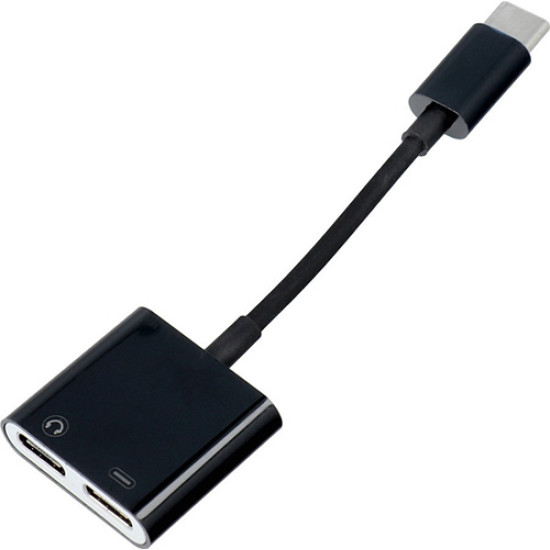 Αντάπτορας Usb-C Male σε 2x Usb-C Female Black Αντάπτορας Usb-C Male σε 2x Usb-C Female Black