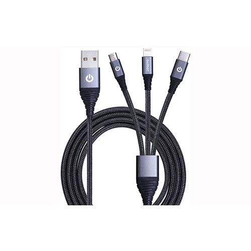 Data cable Garbot GARC-05-1019 Braided Micro USB/Lightning/Type-C to USB 2.0 1.2m Μαύρο