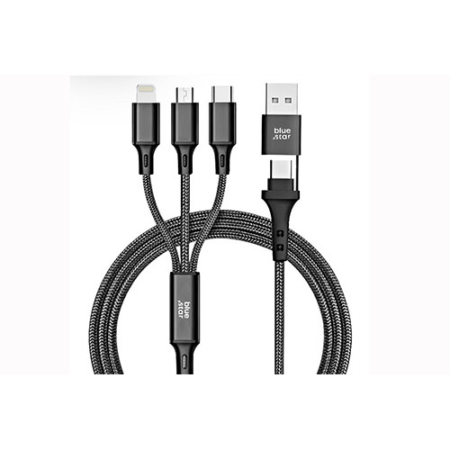 Data cable Blue Star Braided USB A to Micro USB/Lightning/Type-C to USB 2.0 1.2m Μαύρο