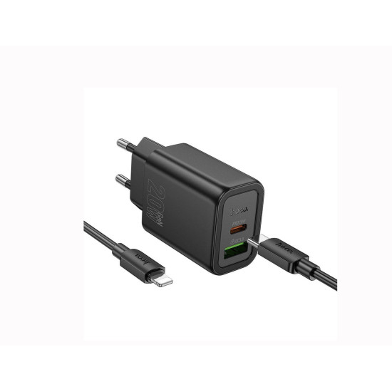 Φορτιστής ταξιδίου Hoco N61 20W Type-C + USB-A & Cable 1m black