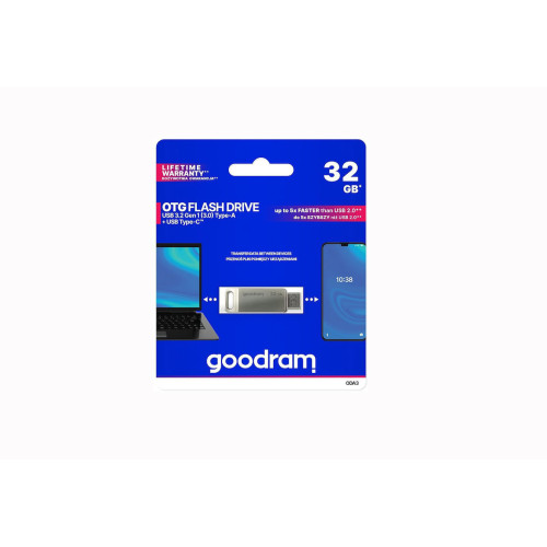 USB stick flash Drive GoodRam ODA3-0320S0R11 32GB USB-C & USB-A Ασημί