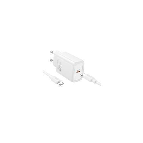 Φορτιστής ταξιδίου Hoco N60 20W Type-C & Type-C 1m White Φορτιστής ταξιδίου Hoco N60 20W Type-C & Type-C 1m White