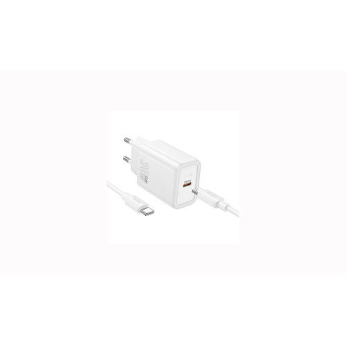 Φορτιστής ταξιδίου Hoco N62 30W Type-C & Type-C 1m White Φορτιστής ταξιδίου Hoco N62 30W Type-C & Type-C 1m White